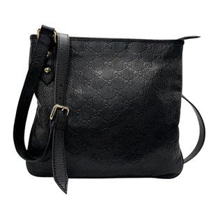 GUCCI Shoulder Bag Guccissima Leather Black Gold Women's 257246 n0722
